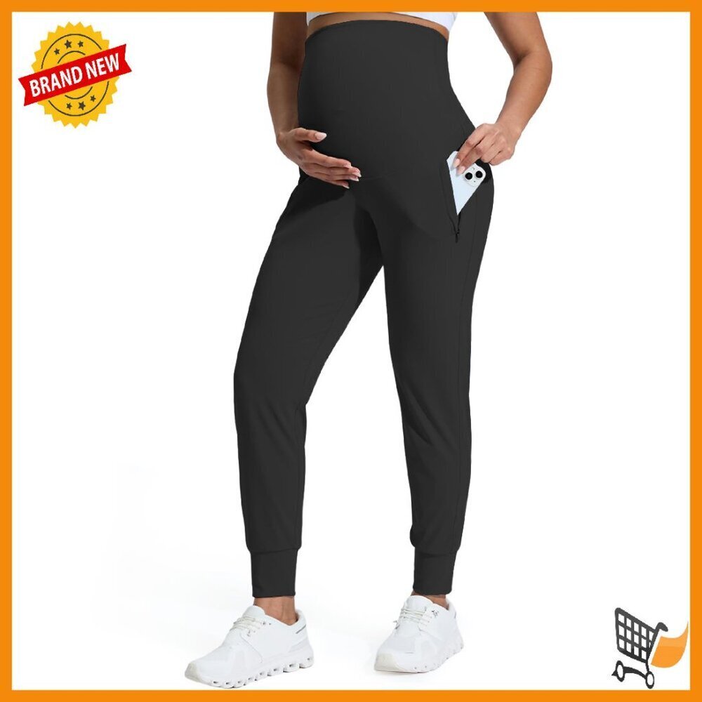 Maternity Joggers with Pockets Over Belly Panel Buttery Soft Activewear